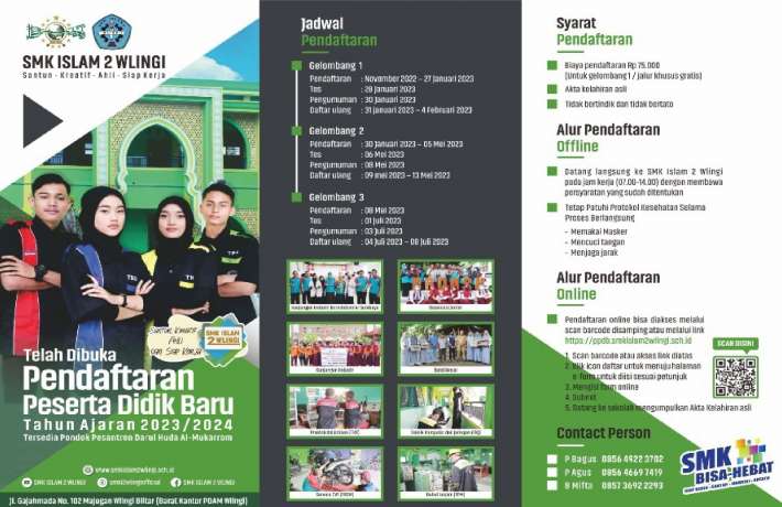 PPDB SMK ISLAM 2 WLINGI 2023-2024 MASIH DIBUKA